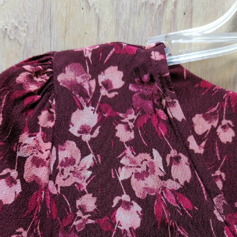Chelsea and Violet girls Burgundy/Pink Floral print dress size 16 - Picture 8 of 12